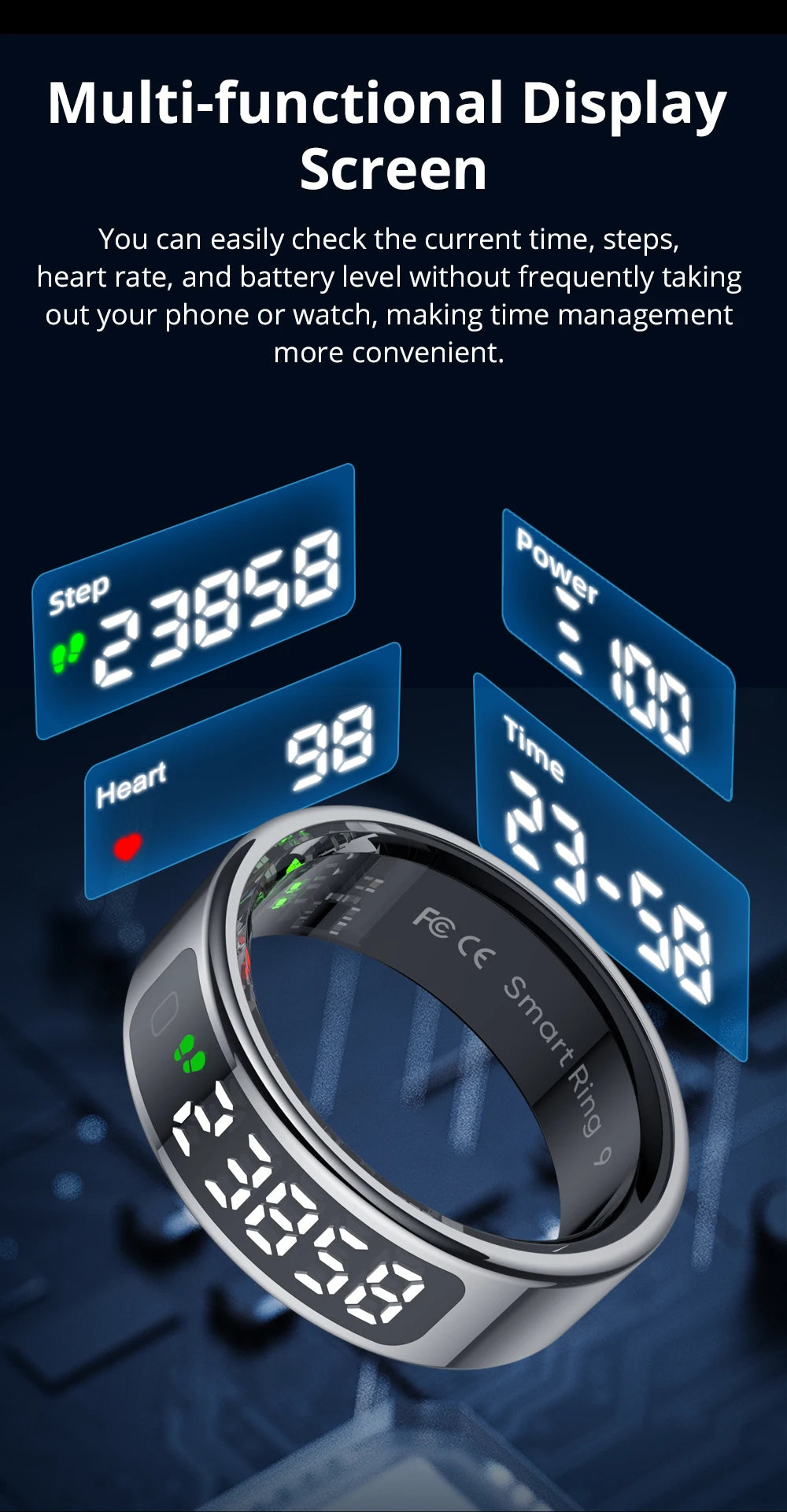 Health Tracking Smart Ring – Waterproof & Wireless Charge