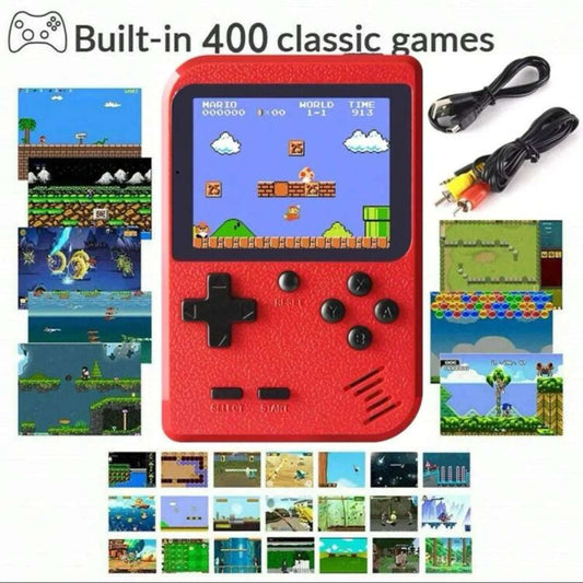 Retro Handheld Game Console with 400 Built-In Games – TV Connectable, Rechargeable, Portable