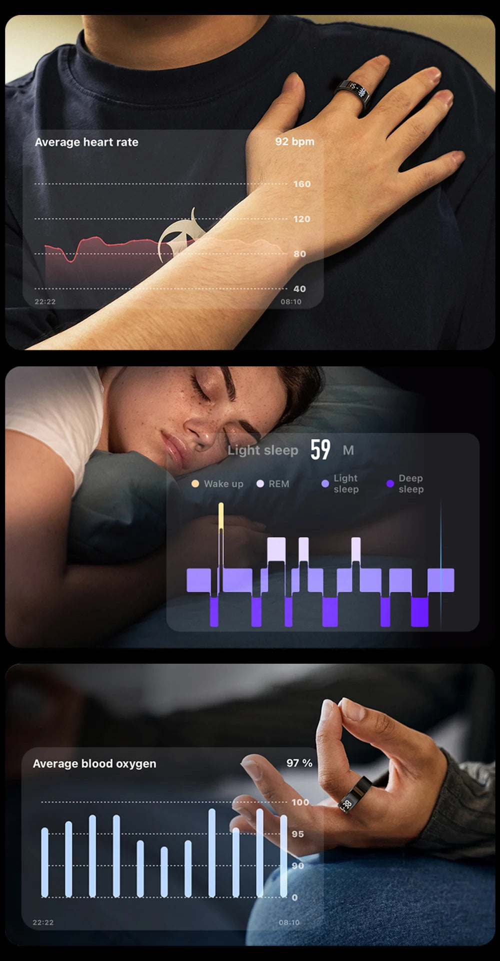 Health Tracking Smart Ring – Waterproof & Wireless Charge