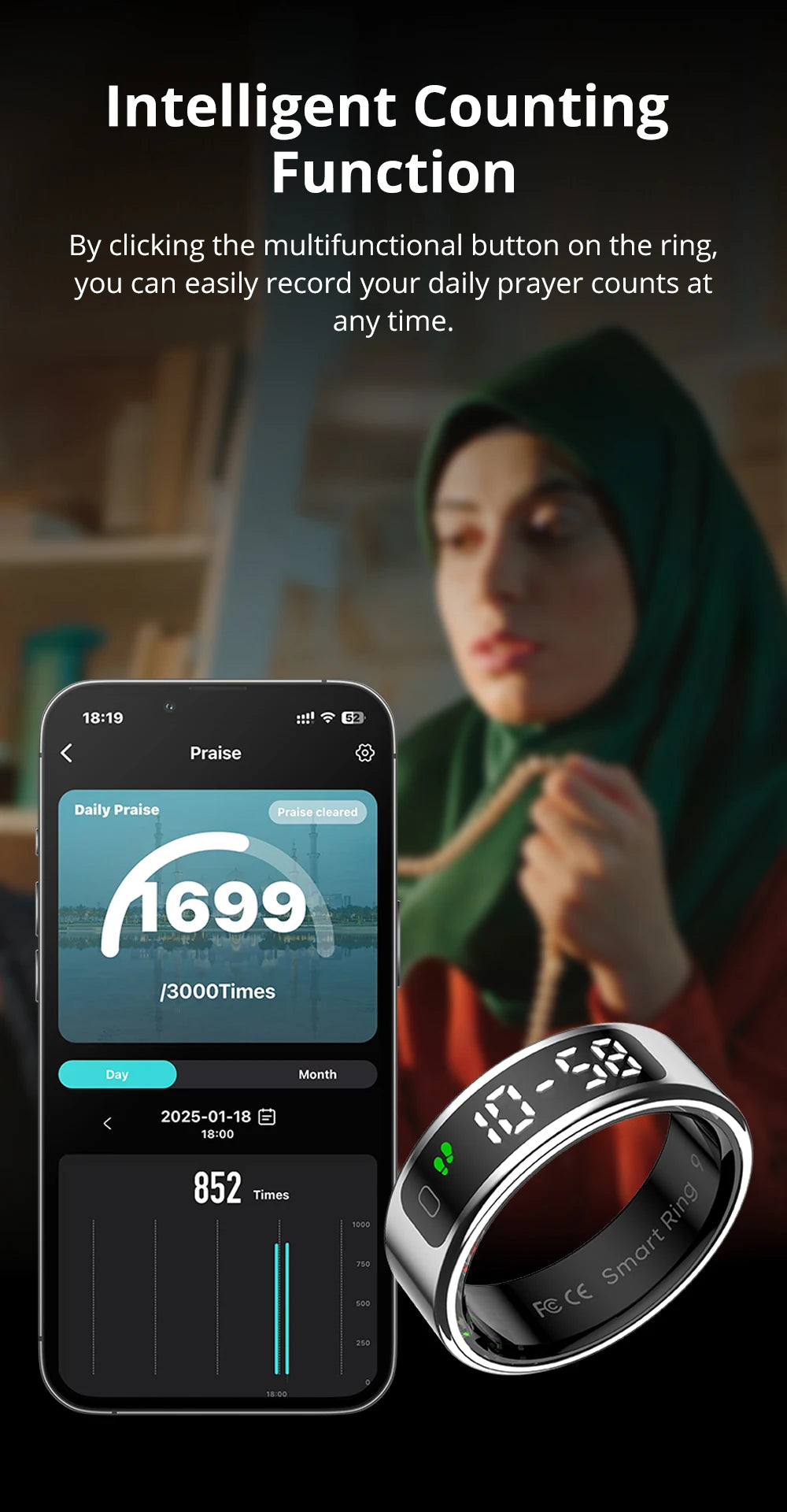 Health Tracking Smart Ring – Waterproof & Wireless Charge