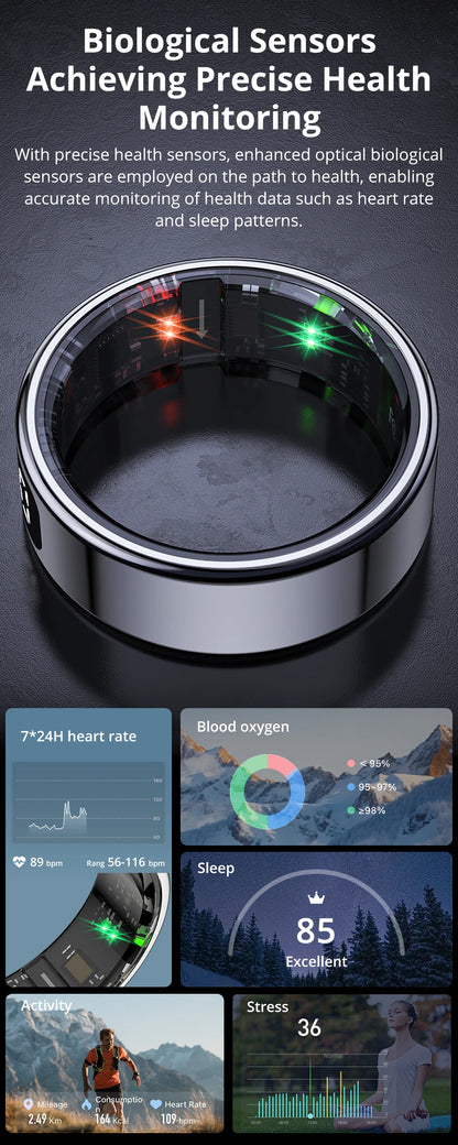 Health Tracking Smart Ring – Waterproof & Wireless Charge