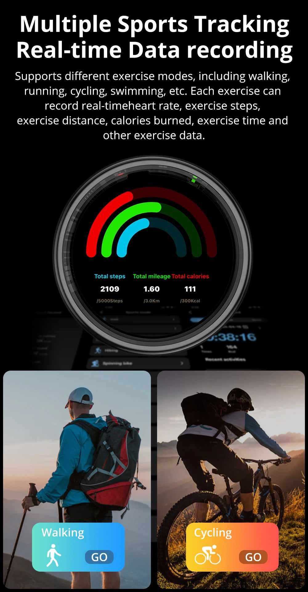 Health Tracking Smart Ring – Waterproof & Wireless Charge