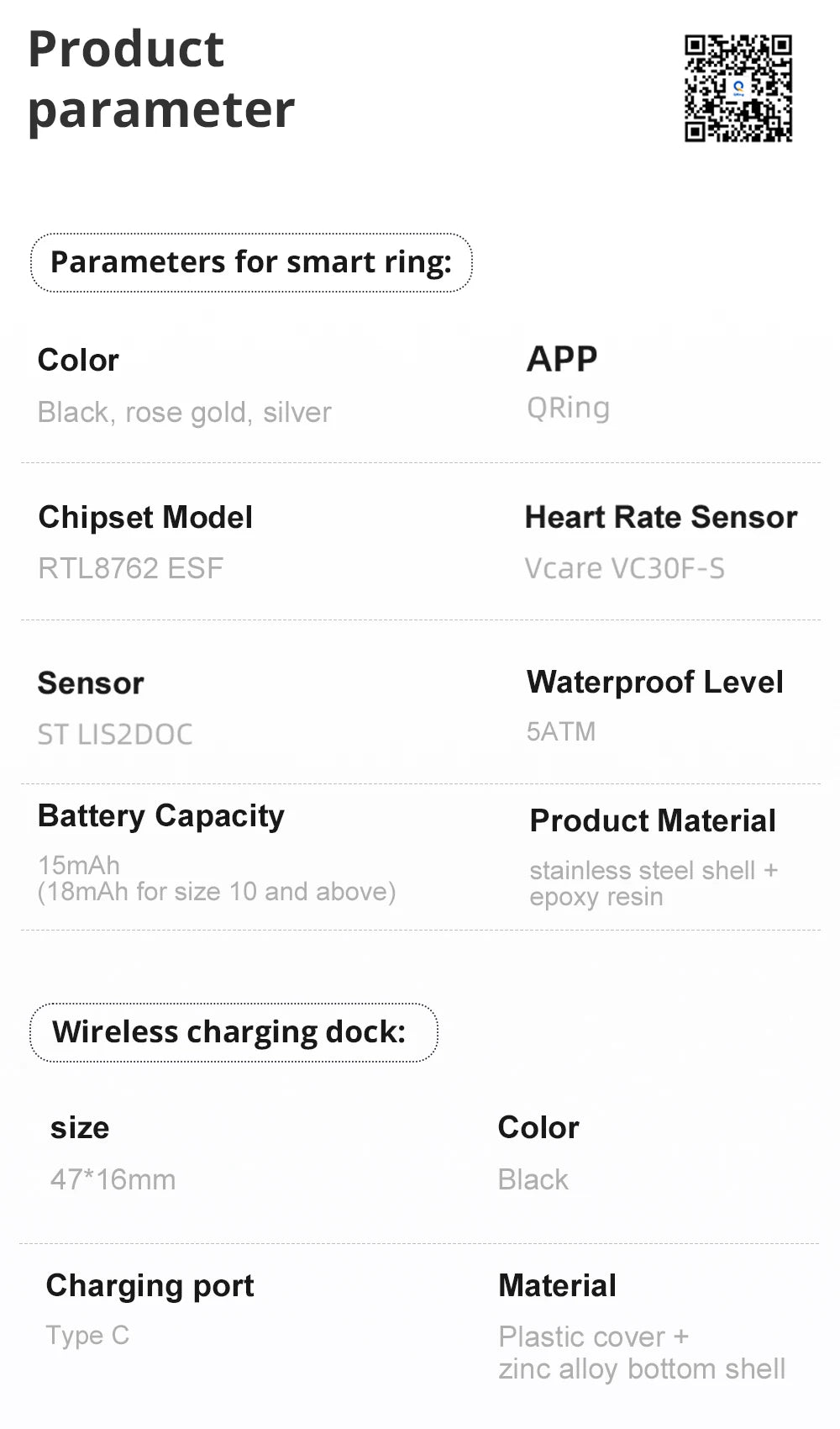 Health Tracking Smart Ring – Waterproof & Wireless Charge