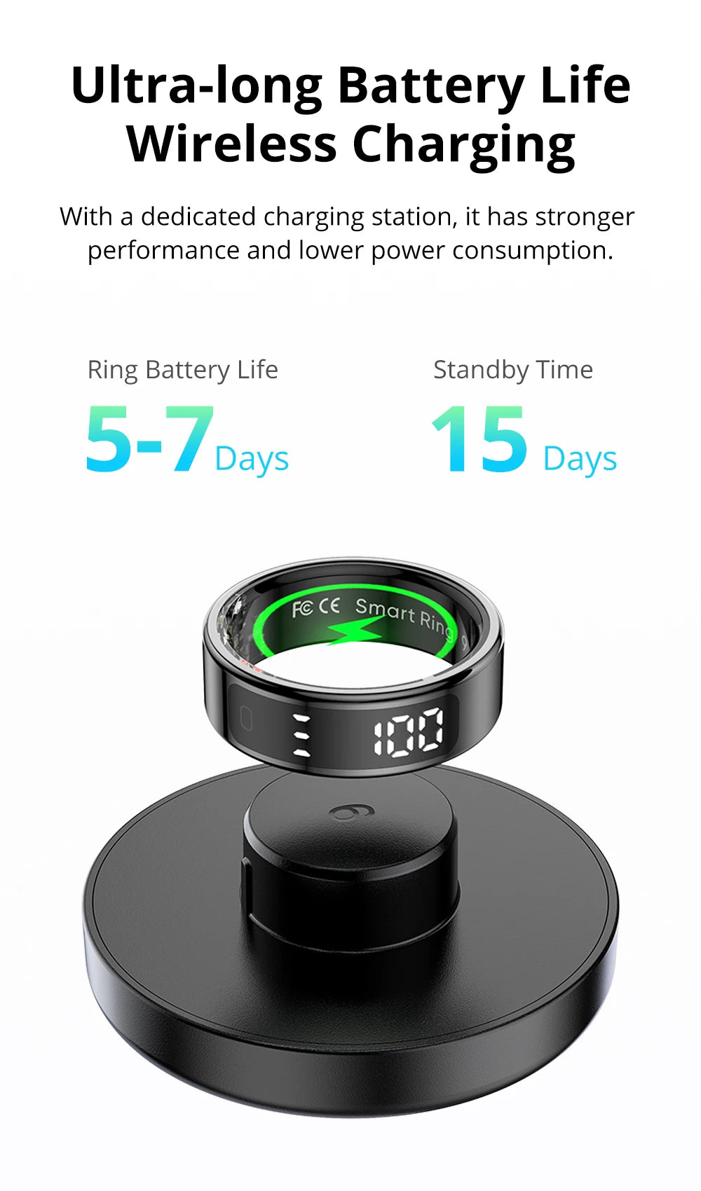 Health Tracking Smart Ring – Waterproof & Wireless Charge