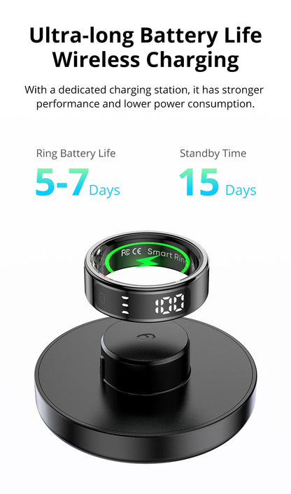 Health Tracking Smart Ring – Waterproof & Wireless Charge